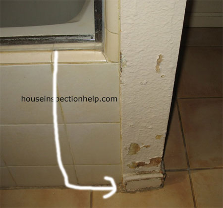 bathtub moisture or water damage coming from using shower