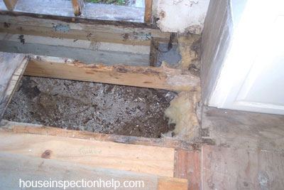 bathroom wated damaged floor joist framing